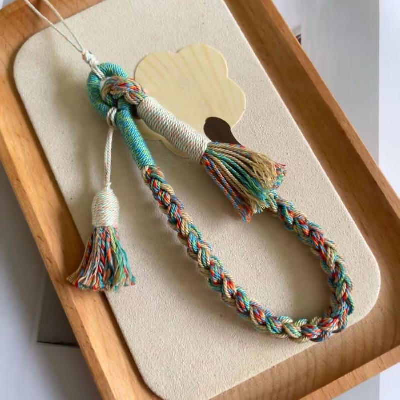 Handmade Braided Cotton Lanyard Bohemian Style Colorful Tassels Fashion Accessory for Phone Keychain Bag Decoration