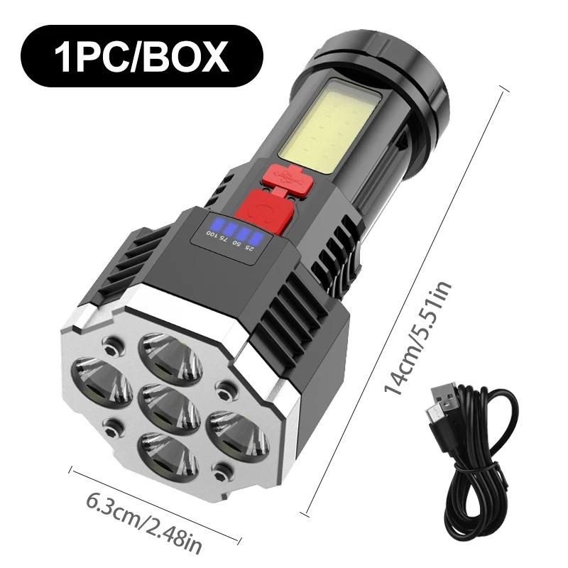 5 Core High Power LED Taschenlampe Wiederaufladbare Campinglaterne Suchscheinwerfer COB Seitenlicht 4 Modi Wasserdichtes Abenteuer Outdoor Taschenlampe