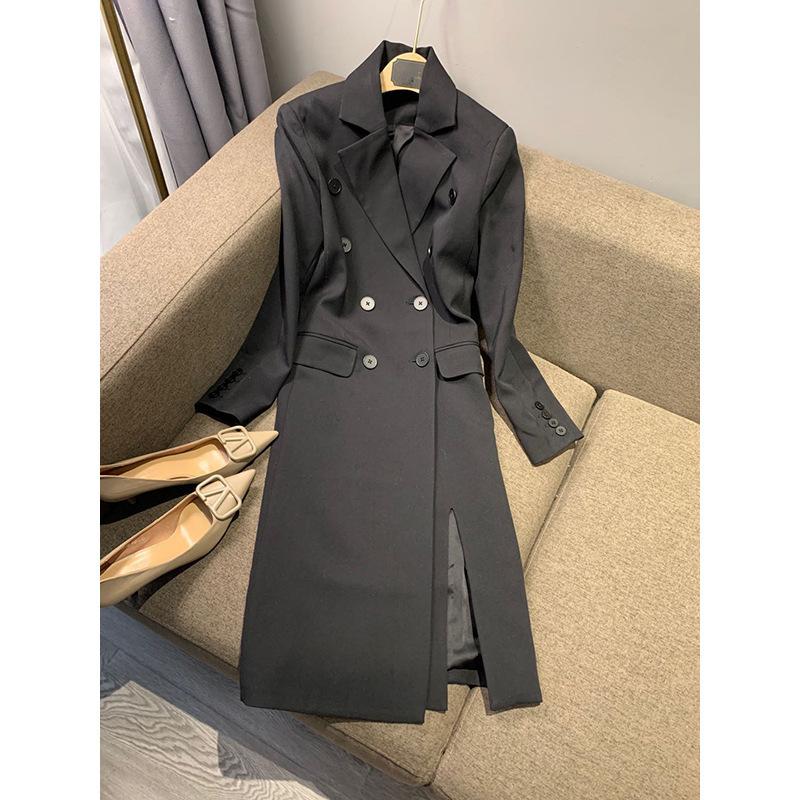 

Temperament trench coat women s new spring clothing medium and long early spring thin jacket trendy women s clothing S чорний