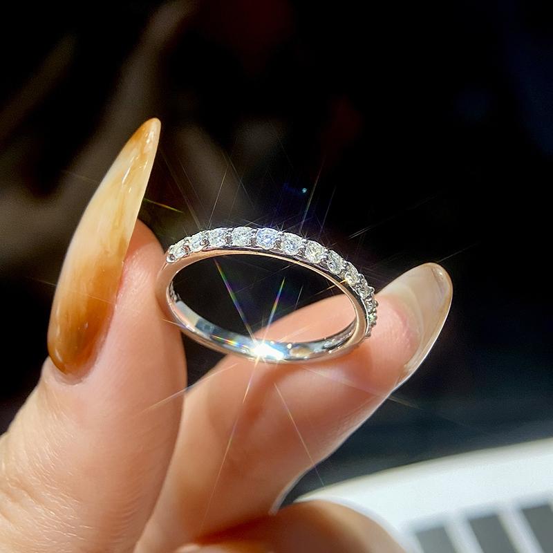 GRA Test Passed Moissanite Ring Matching Wedding Diamond Band for Women 925 Silver Female Crown Single Tail Ring Jewelr