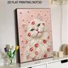 Easy DIY Framed Pearl Bead Painting Kit with Romantic Kiss Lips White Cat 3D Sparkling Canvas Art for Home Decoration Gift Idea