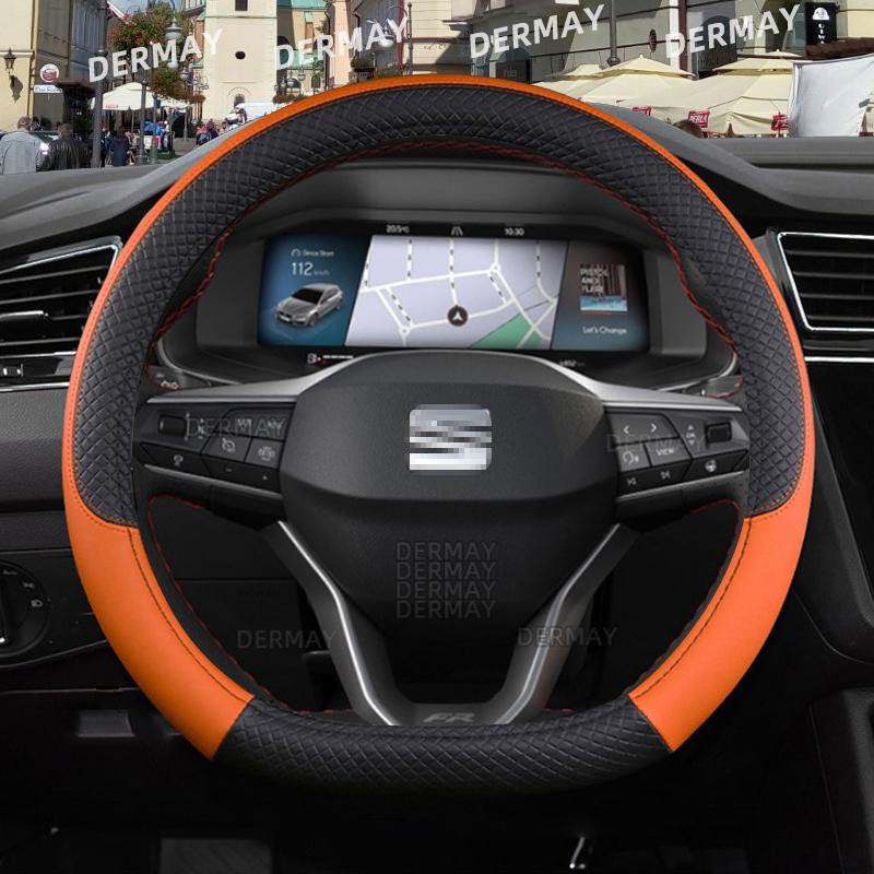 for Seat ibiza 6L 6J 6P 6F KJ1 FR Car Steering Wheel Cover PU Leather Non-slip 9 Colors Auto Accessories Fast Shipping