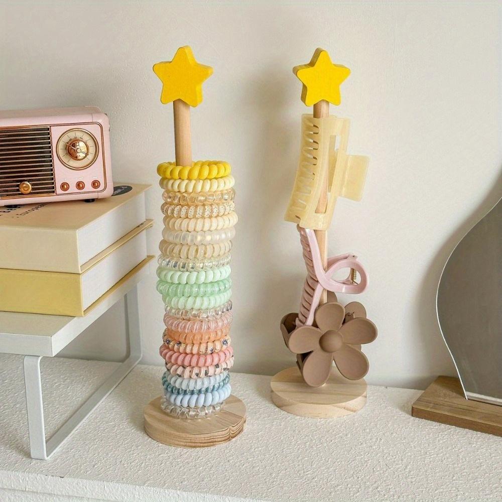 Holz Schreibtisch Haarbandhalter Mehrzweck Schmuck Armband Organizer Aufsteller für Uhren Armbänder Scrunchies Haarband