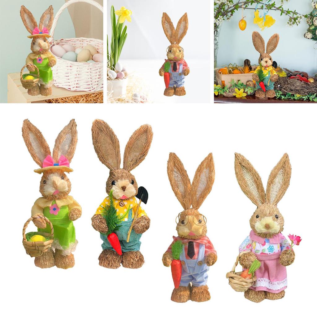 Easter Bunny Figurine Statue Decor Ornament Animal Sculpture for Yard