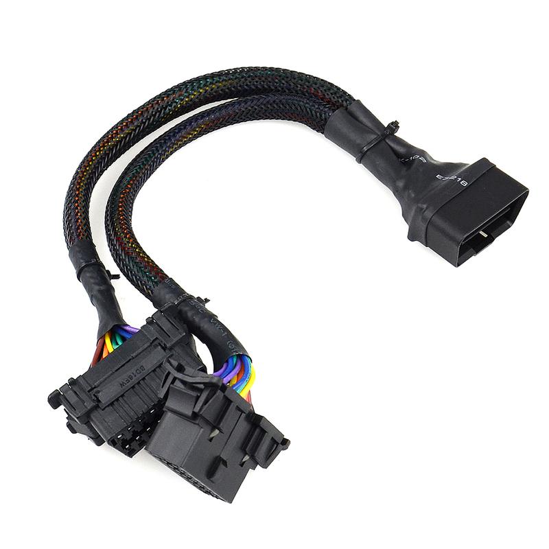 OBD2 Male to Dual Female Elbow Extension Cable with 16pins Available to Connected 1 IN 2 Converted OBD 2 Extender Adapter