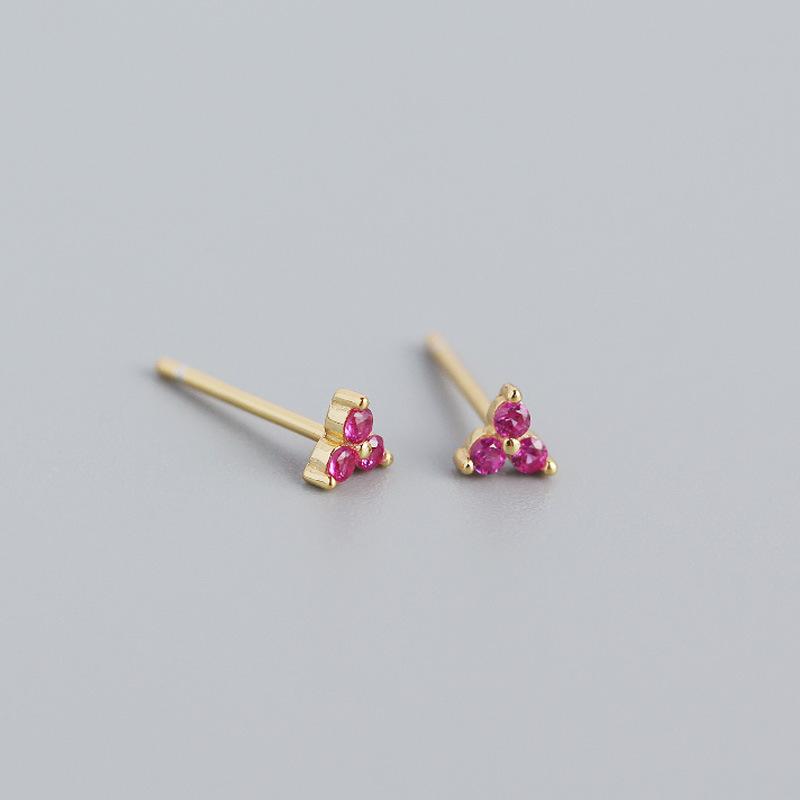 925 Silver Inlaid Crystal Geometric Clover Stud Earrings Light Luxury Mature Glamour Women Jewelry Accessories