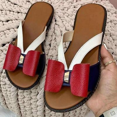 Summer Fashion Ladies Slippers Large Size Bow Flat Flip Flops