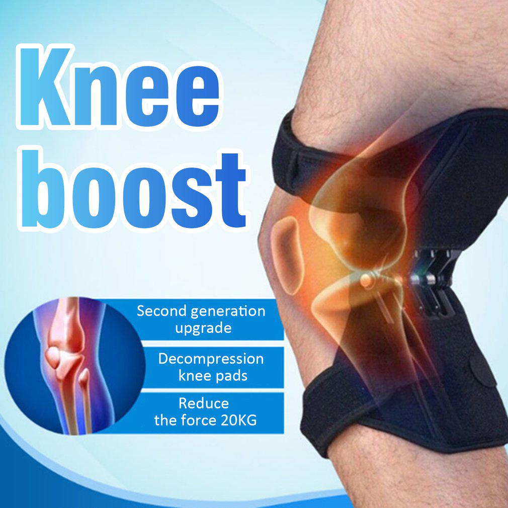 1 Pair Joint Support Non-slip Knee Pads Breathable Knee Booster Pain Relief for Knee Power Spring Force Stabilizer Leg Protect