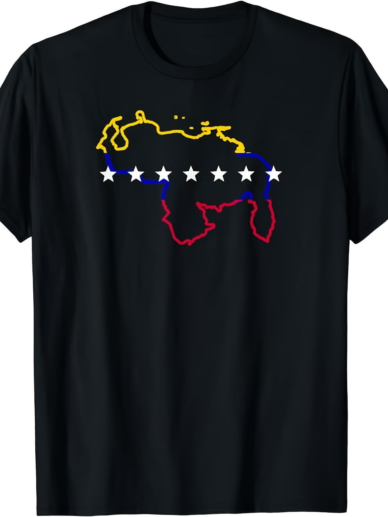 

Venezuela Map 7-Star Flag T-Shirt Pure Cotton Retro Venezuelan National Pride Design Casual Round Neck Tee - Men s Summer Co... 5XL різнокольоровий