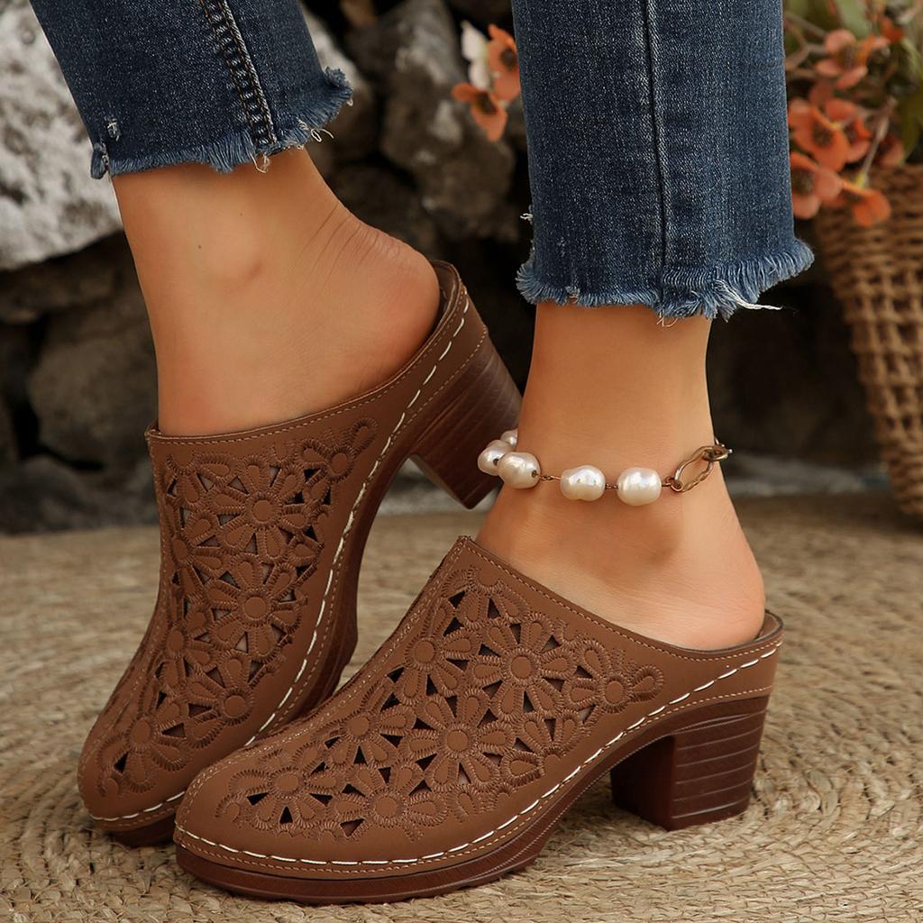 Fashionable And Versatile Women'S Slippers Thick Mid Heel Soft Sole 206 Collective Womens Sandals Women Leather Sandals Size 6