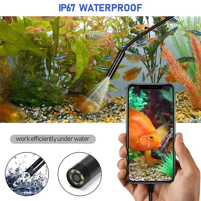 3-in-1 Pipeline HD Endoscope Camera 7 mm 6 LED Car Repair Detector Peeping IP67 Waterproof Pipeline Camera Usb Pc Android Type C