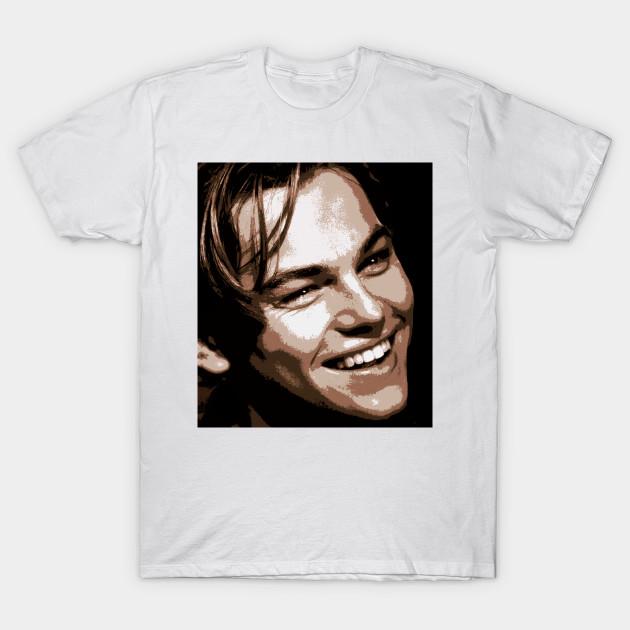 

Men Black Print T-shirt Leonardo Dicaprio No-Cut Transfer Paper Print Cotton Tshirt S білий