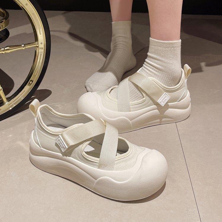 Platform ballet Mary Jane sandals women's outerwear 2025 spring new big head ugly cute shoes sports student hole shoes