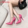 Fashion Aphixta 2024 Super High 12cm Corlorful Stiletto Heels Pumps Women Shoes Fashion Pointed Toe Florescence Patent Leather Office