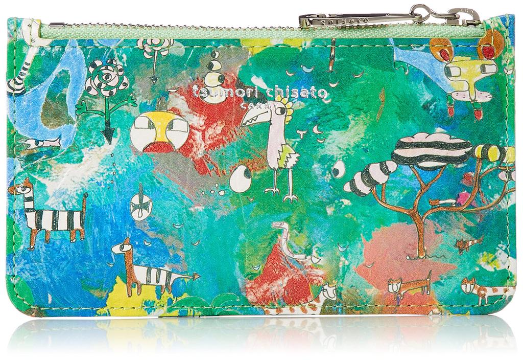 Tsumori Chisato Etui na drobne pieniądze Portfel na szyję, Kamuflaż Safari, Damski, Zielony