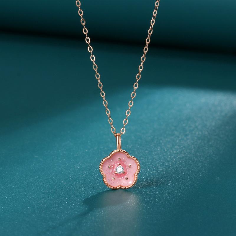 Compact Peach Blossom Luck Necklace Women S Lamp Luxury Plum Blossom Pendant Korean Compact Fresh Flower Fairy Korean Edition Women S Jewelry