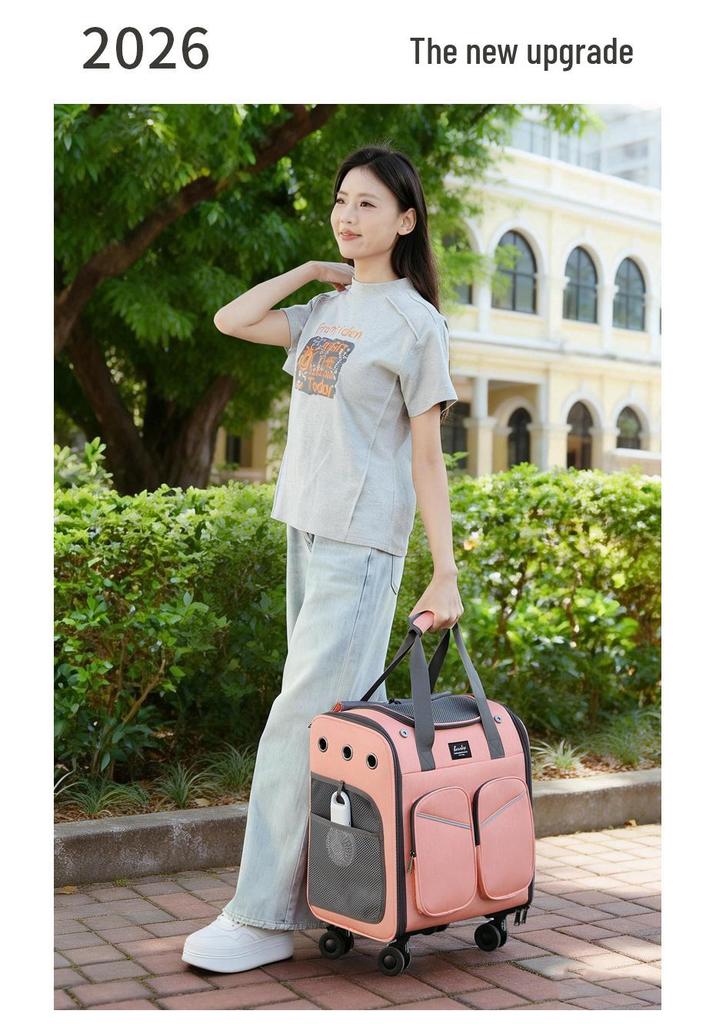 New Wheeled Breathable Cat Carrier Backpack - Portable Double Shoulder Pet Carrier