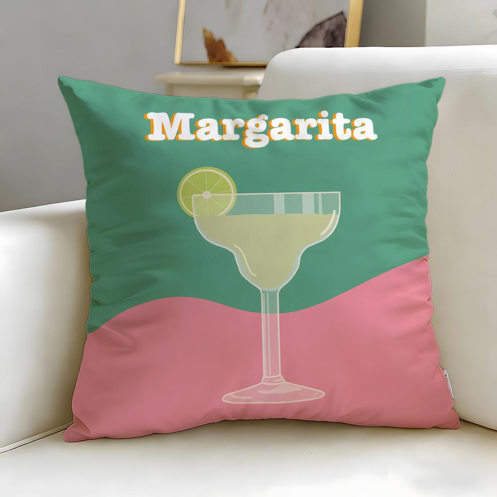 beverage theme Margarita Cocktail Cushion Cover Soft & Easy-Wash Pillow Case – Versatile for Couch, Bed, Travel and Office