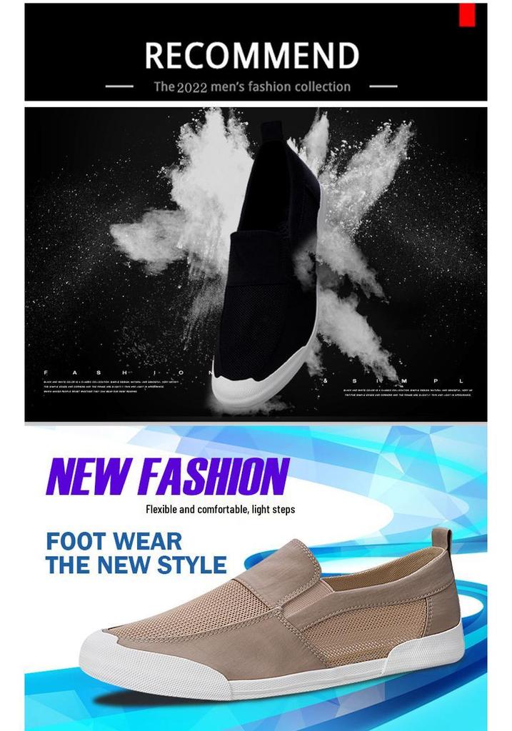 Men's Summer Slip-on Mesh Shoes: Breathable, Casual, Versatile Low-top Board Shoes