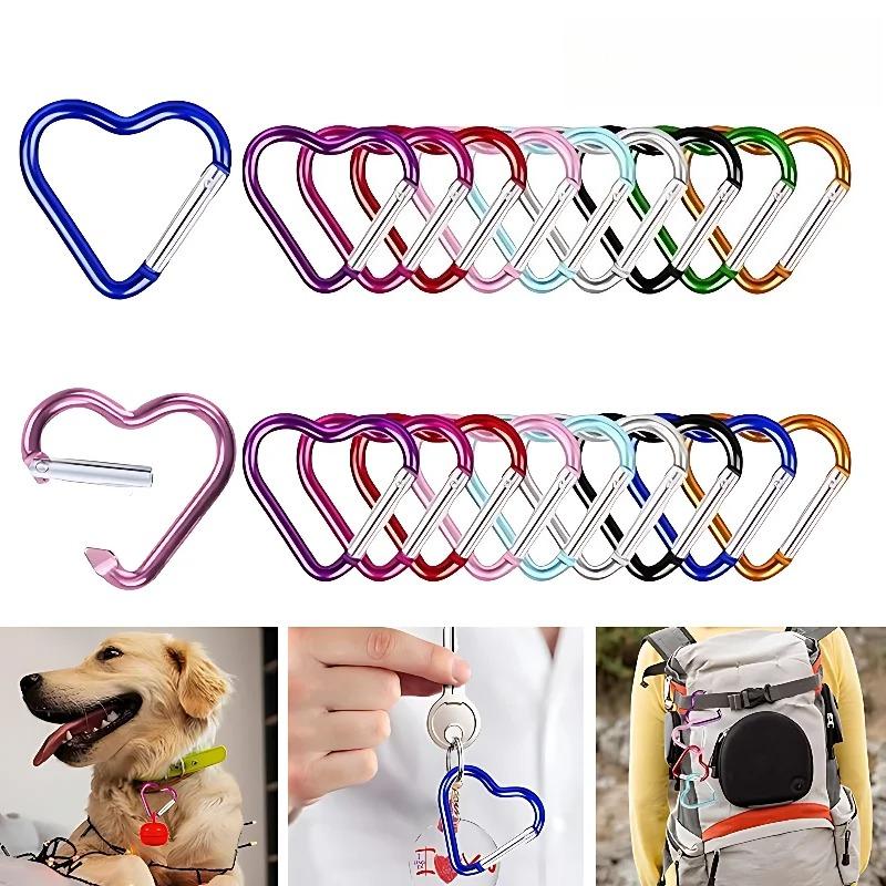 10PCS Heart Shaped Carabiner Aluminum Alloy Clip for Backpack Water Bottle Keychain Outdoor Hiking Climbing Accessories