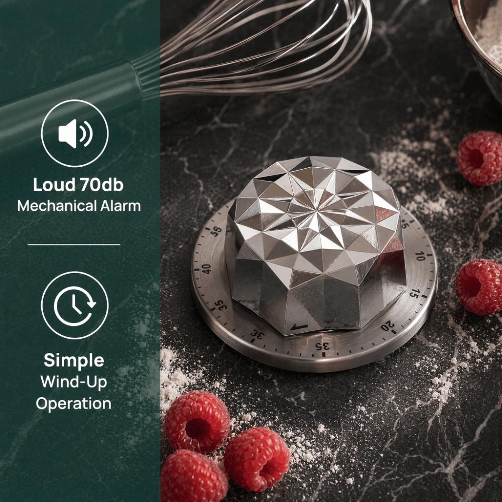 Stainless Steel ABS Mechanical Timer 60 Minutes Duration Countdown Timer Kitchen Office