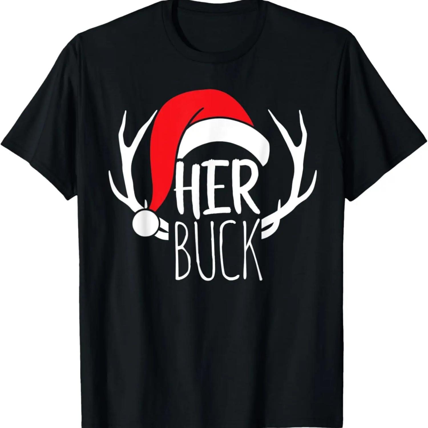 

Mens Her Buck Couples Matching Christmas Pajamas T-Shirt S чёрный