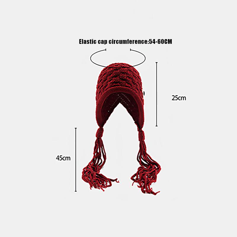 Autumn And Winter Warm Handmade Braid Knitted Hat Trend   Patch Tassel Wool Hat