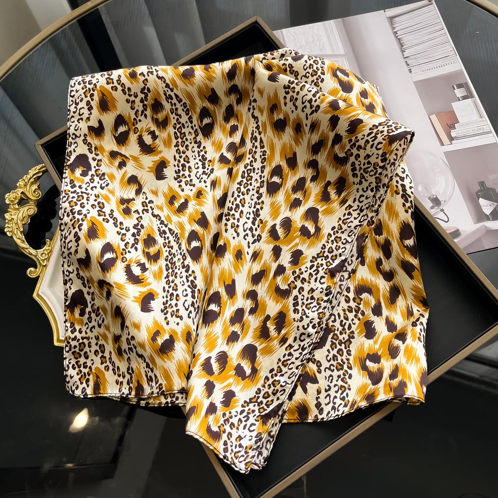 Luxury Silk Hair Square Scarf Women Satin Neck Tie Hand Wrist Foulard Summer Print Shawl Wraps Head Kerchief Hijab Bandana New