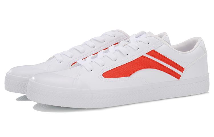 Li Ning Wave Slip Resistant Abrasion Resistant Low top Skateboard Shoes Men's White Orange AGCP163-3