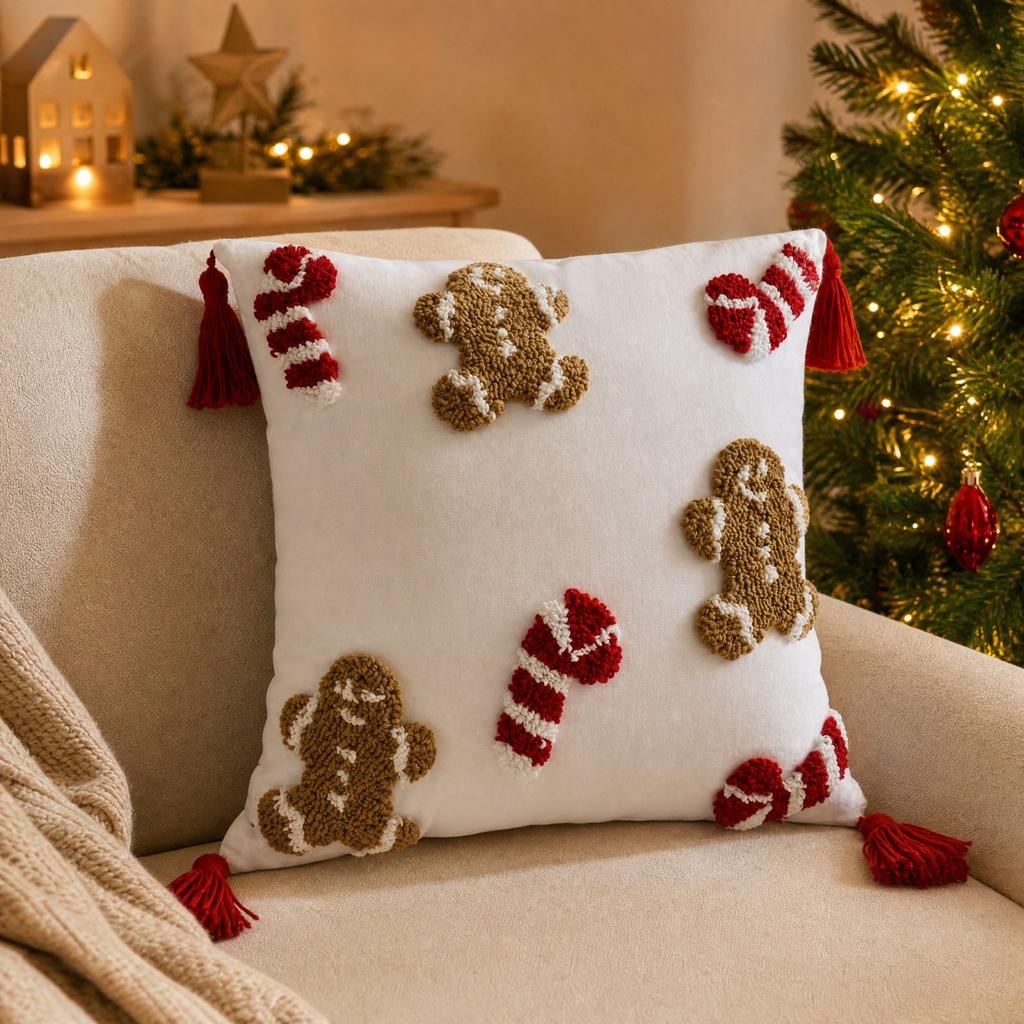 Christmas Throw Covers, Holiday Cushion Cases for Living Room Bedroom Sofa Couch Decor