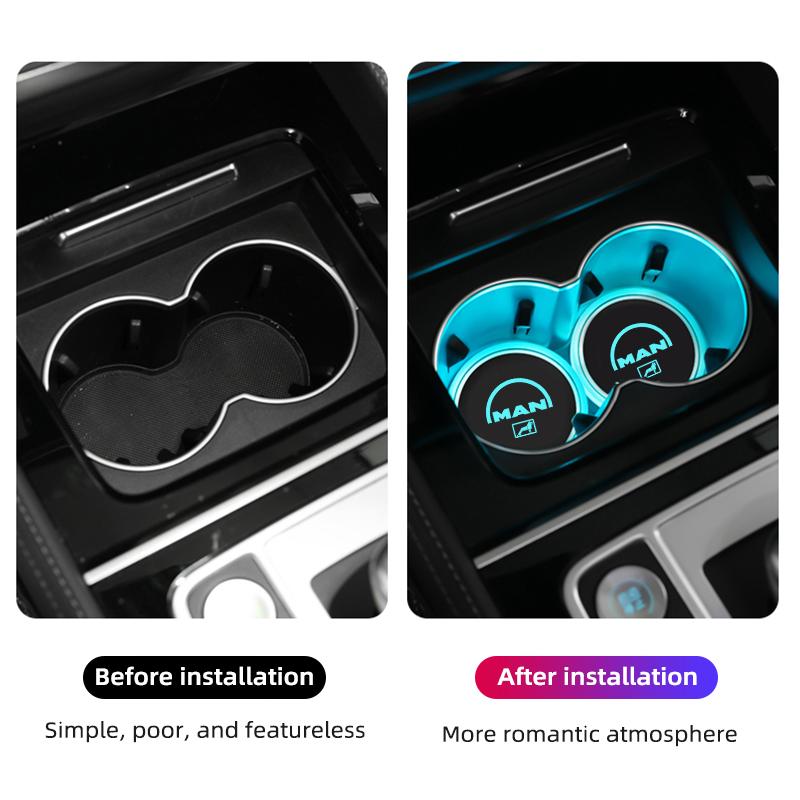Car luminous water coaster anti-slip mat suitable for MAN TGX TGM TGS TGE car interior induction colorful atmosphere light