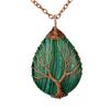 Direct Sales Copper Wire Winding Tree Of Life Water Drop Natural Gemstone Necklace Necklace N517 Pendant