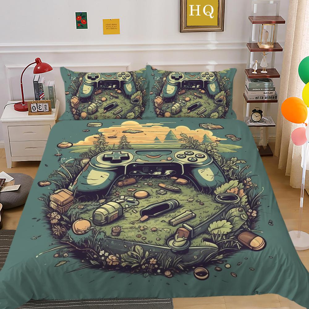 Set da letto 3D con stampa di console di gioco per la casa, moda ragazzo, copriletto taglia singola, set copripiumino, poliestere, tessili per la casa