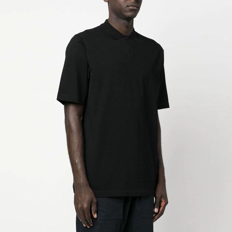 Y-3 Solid Color Button Short Sleeve Polo Shirt Unisex Tops Black H44802