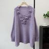 Autumn and winter new three-dimensional flower knitted sweater top design sense loose soft waxy sweater pullover women