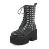 Fashion Women Motorcycle Punk Boots Mori Girl Lady Lolita Boots Woman High Top Boots Platform Fashion Rivets Goth Dark