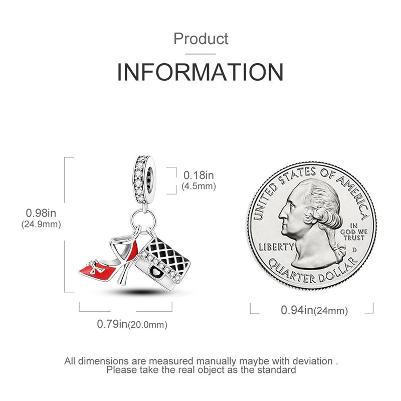 Charms Copper High Heels And Evening Bag Pendants Fit Charms Plata Original Bracelet Women Jewellery Making Fine Gifts