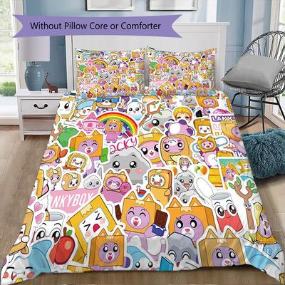 LankyBox Cartoon Pattern Bedding,Quilt Set Quilt Cover Pillowcase Home Birthday Gift (1*duvet Cover+2*pillowcase,without core)ZSJT0917061