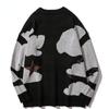 Harajuku Vintage Cartoon Anime Knitted Sweater Men Winter Oversized Men's Rock Hip Hop Rap Pullover Women Jumper Ugly Sweater