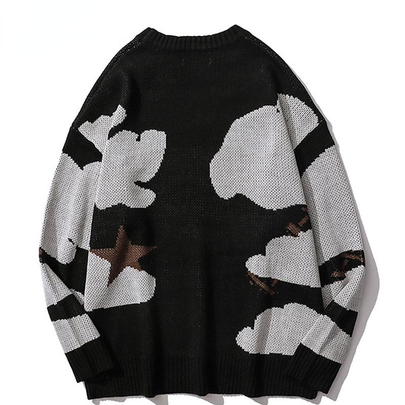 Harajuku Vintage Cartoon Anime Knitted Sweater Men Winter Oversized Men's Rock Hip Hop Rap Pullover Women Jumper Ugly Sweater