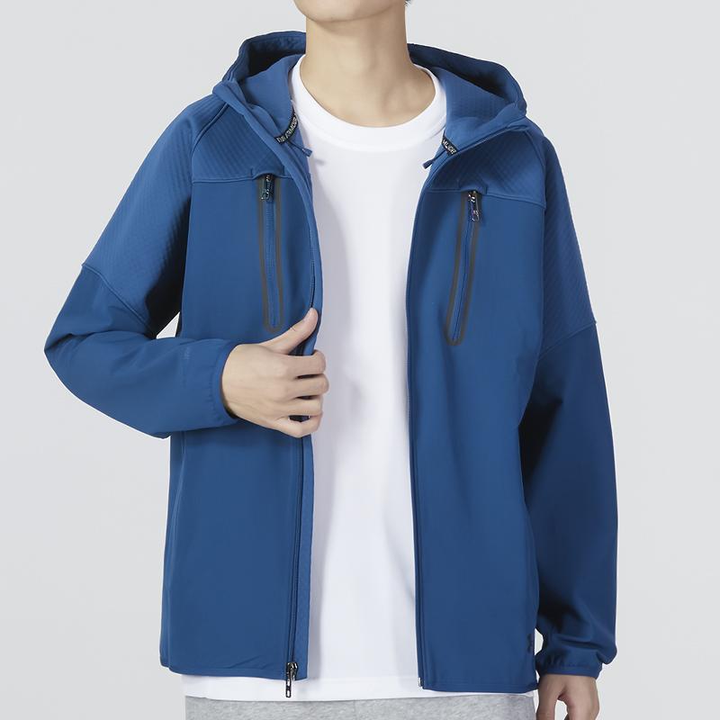 Under Armour Solid Color Sports Casual Hooded Jacket Men Jackets Blue 1374630-437