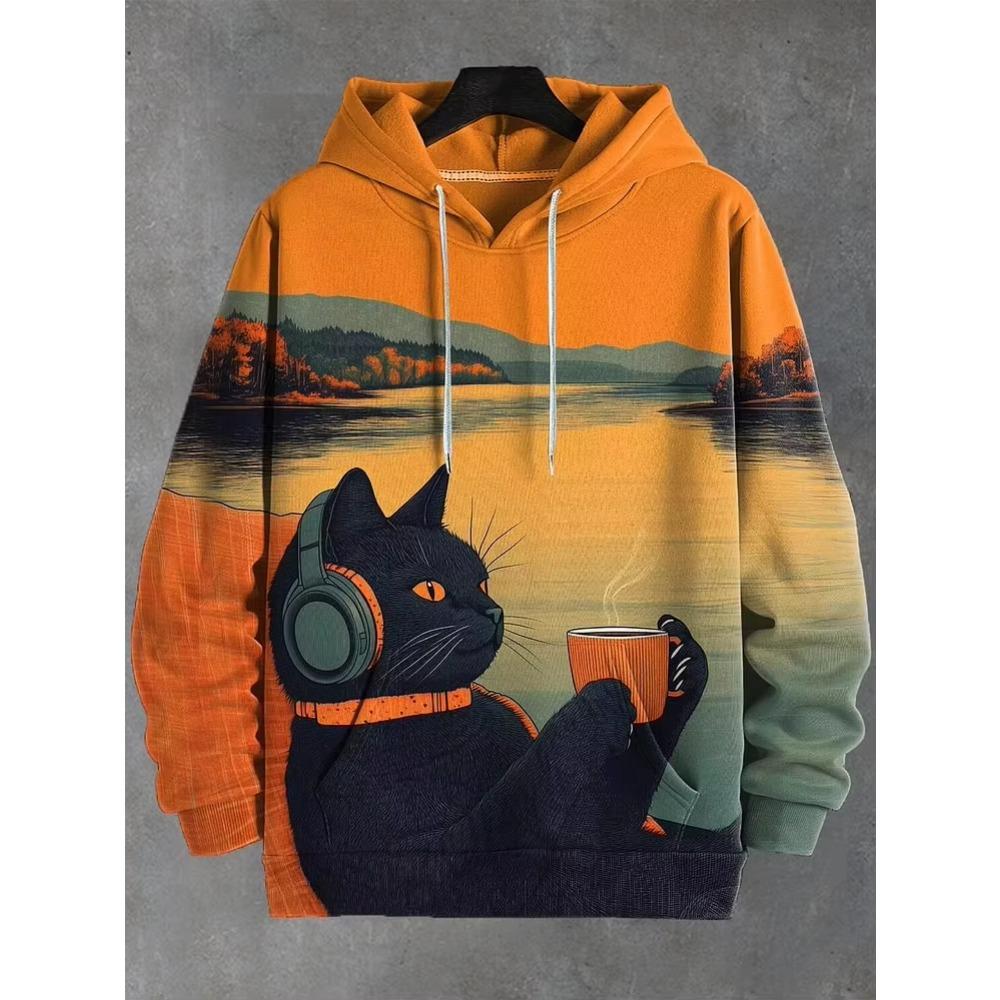 Japan Samurai Print Men's Hoodies Hip Hop Trend Street Clothes Fashion Autumn and Winter Sweatshirts Casual Pullover Loose Tops