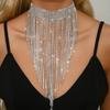 Exaggerated Heavy Industry Diamond-Encrusted Long Fringed Necklace Fashionable Light Luxury High-End Sense Collarbone Chain Design Sense Neck