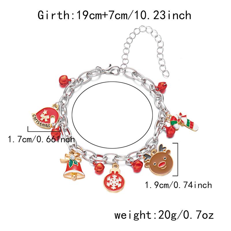 Christmas Tree Stan Claus Snowman Elk Metal Charms Chain Bracelets for Women Girls Xmas Tree Bracelet Jewelry Gift Adjustable