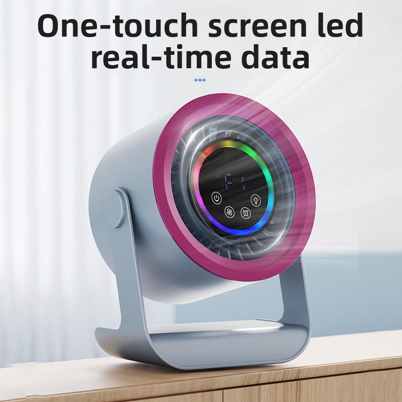 Portable Electric Fan with Ambient Light Turbo Mute Electric Fan Desktop Wall Mount Ceiling Air Cooler