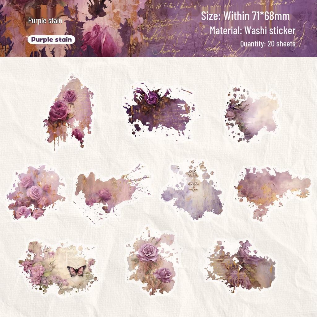 Retro Story Color Halo Planner: 20 Sheets of Decorative Flower Material Stickers