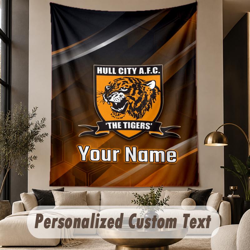 Custom Text Tapestry Hull FC Print Wall Tapestry Indoor Living Room Wall Decor