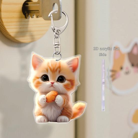 Automobile Pendant 2D Cat Car Rearview Mirror Hanging Ornament Acrylic Cat Charm Keyring Auto Backpack Keychain