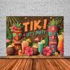 Tropische Tiki Bar Fotografie Hintergrund Blume Totem Banner Hawaii Meeresblick Hintergrund Babyparty Kindergeburtstagsparty Dekoration
