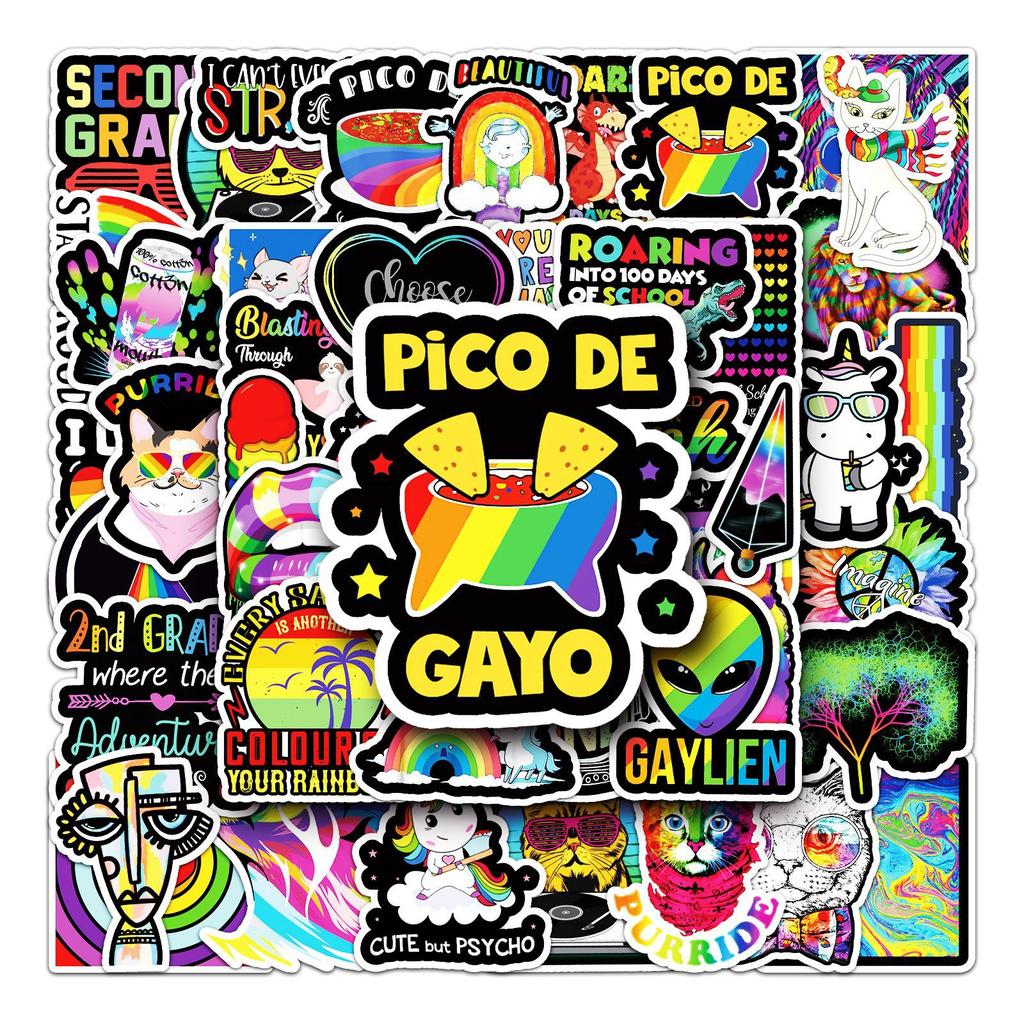 50 Cartoon Color Ins Style Personalized DIY Suitcase Laptop Scooter Decoration Stickers